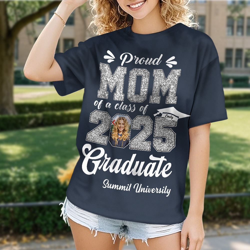 Custom Graduation T-Shirt Personalized Proud Family Graduate Photo and Name Graduation T-Shirt Gift