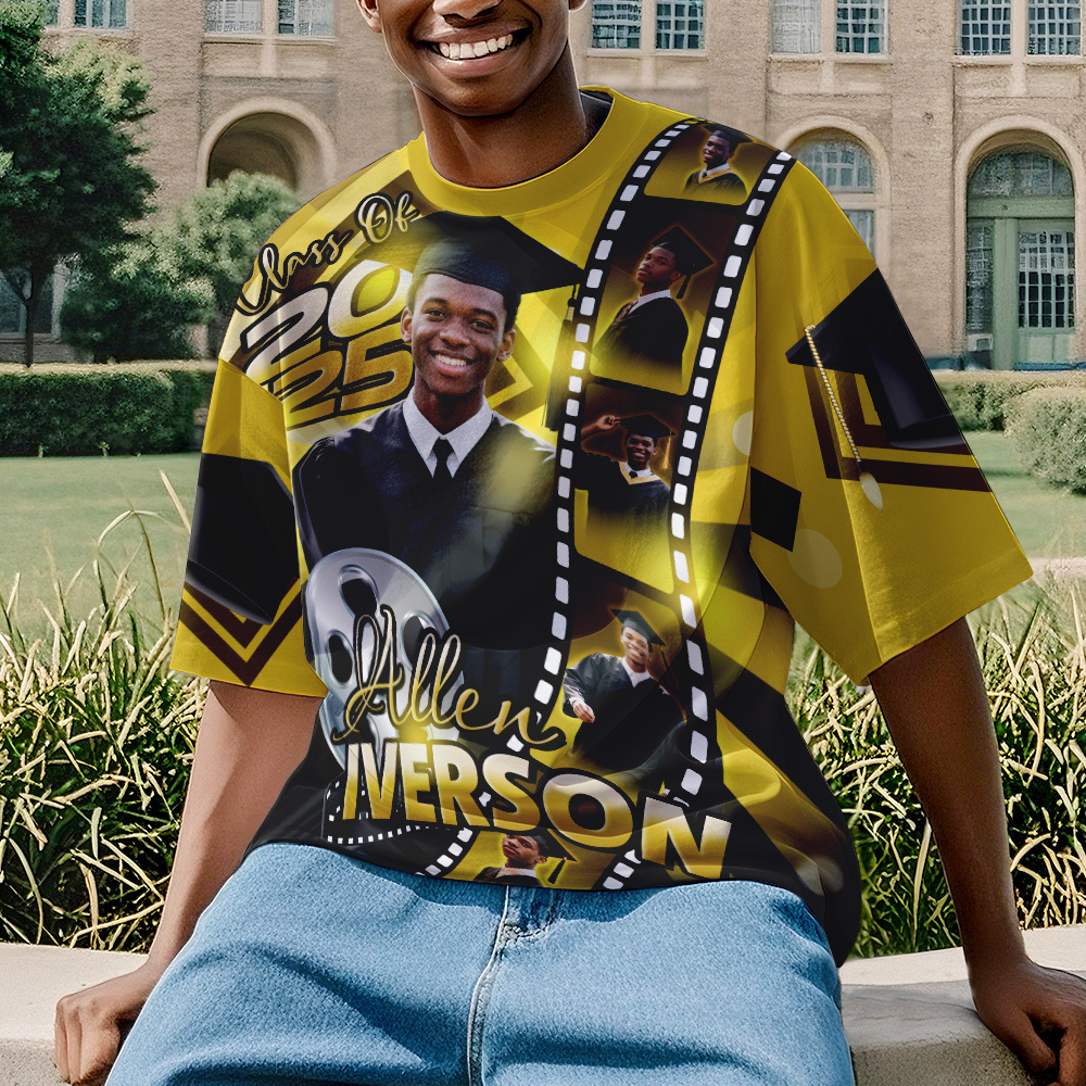 Custom 3D Graduation Shirt Personalized All Over Print Graduation T-Shirt with Name & Year