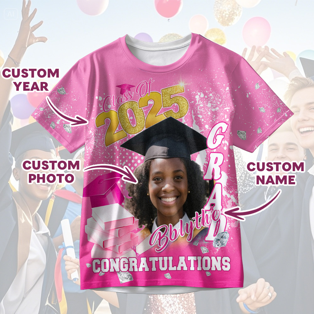 Custom 3D Graduation Gift Design Your Own Personalized Shirt