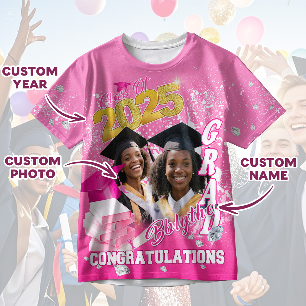 Custom 3D Graduation Gift Design Your Own Personalized Shirt