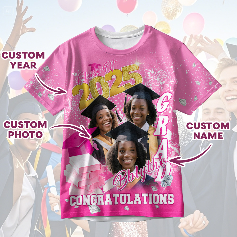 Custom 3D Graduation Gift Design Your Own Personalized Shirt