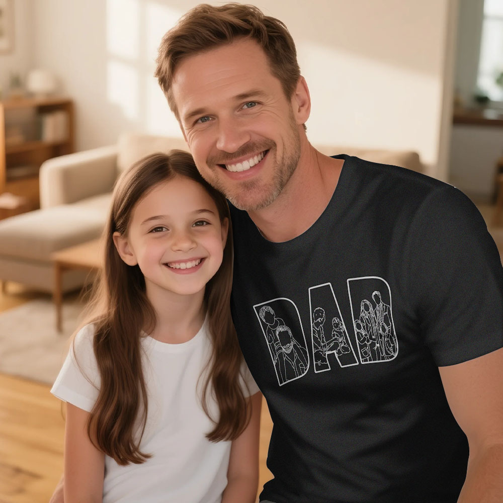 Custom Dad Shirt Portrait From Photo, Personalized Dad Photo Outline Shirt, Custom Photo Shirt For Dad, Father's Day Shirts, Papa Shirt