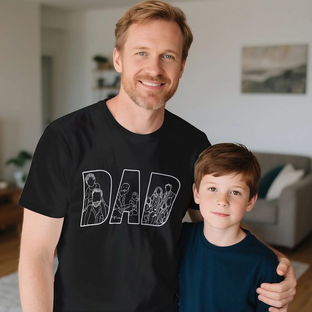 Custom Dad Shirt Portrait From Photo, Personalized Dad Photo Outline Shirt, Custom Photo Shirt For Dad, Father's Day Shirts, Papa Shirt