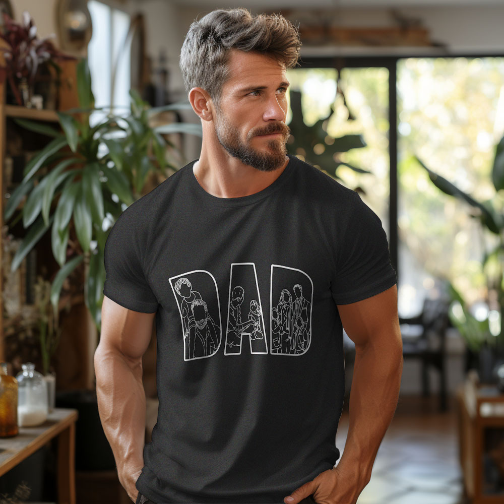 Custom Dad Shirt Portrait From Photo, Personalized Dad Photo Outline Shirt, Custom Photo Shirt For Dad, Father's Day Shirts, Papa Shirt