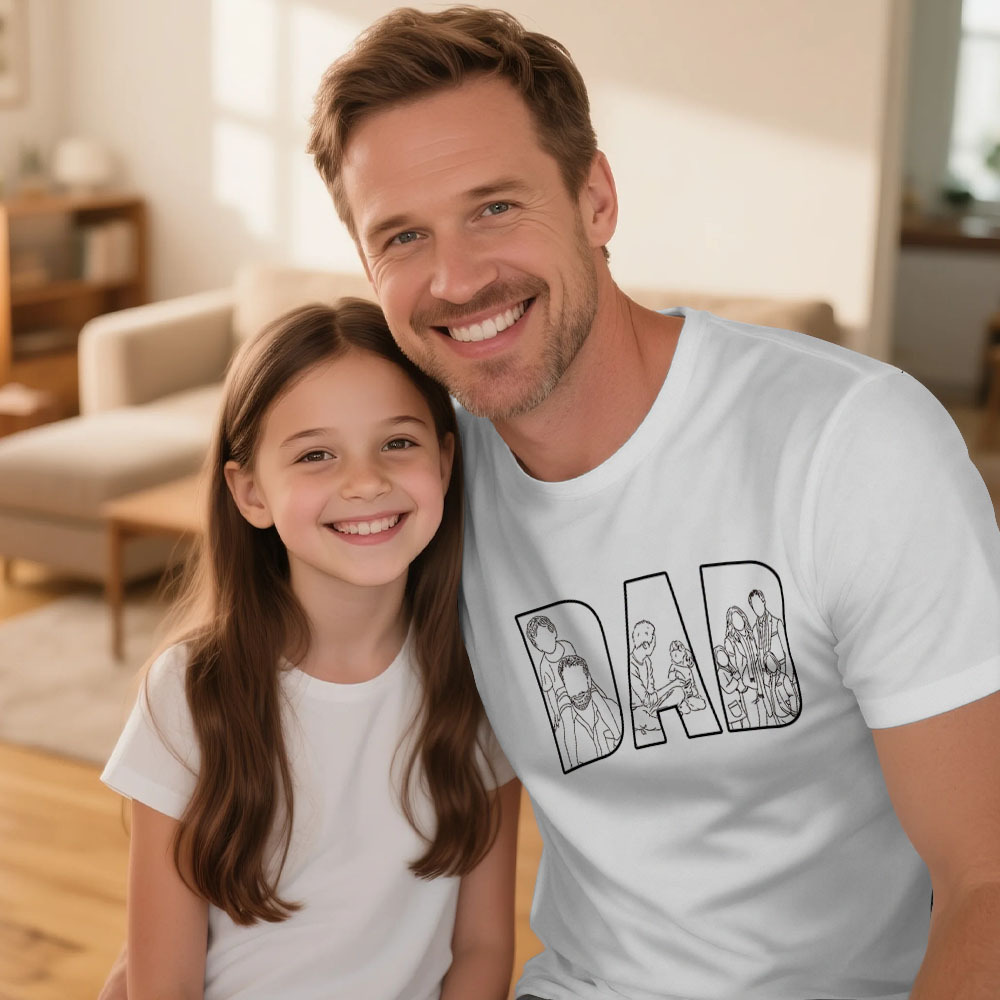 Custom Dad Shirt Portrait From Photo, Personalized Dad Photo Outline Shirt, Custom Photo Shirt For Dad, Father's Day Shirts, Papa Shirt