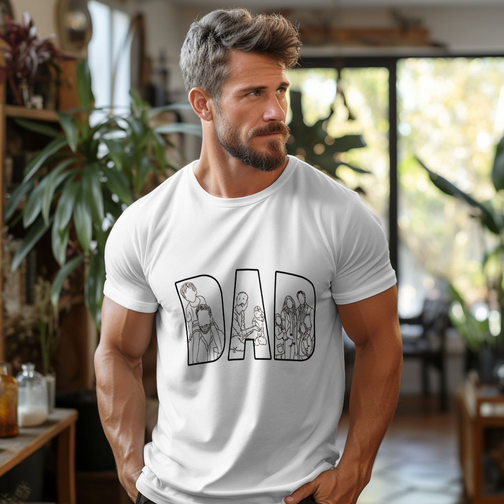 Custom Dad Shirt Portrait From Photo, Personalized Dad Photo Outline Shirt, Custom Photo Shirt For Dad, Father's Day Shirts, Papa Shirt