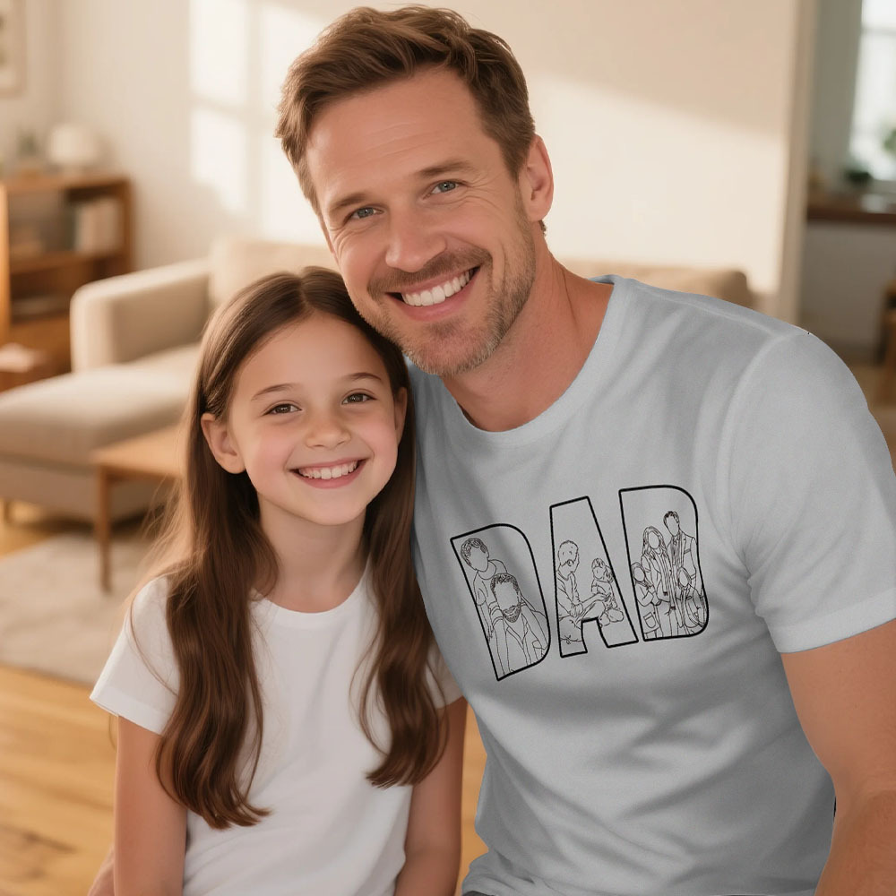 Custom Dad Shirt Portrait From Photo, Personalized Dad Photo Outline Shirt, Custom Photo Shirt For Dad, Father's Day Shirts, Papa Shirt