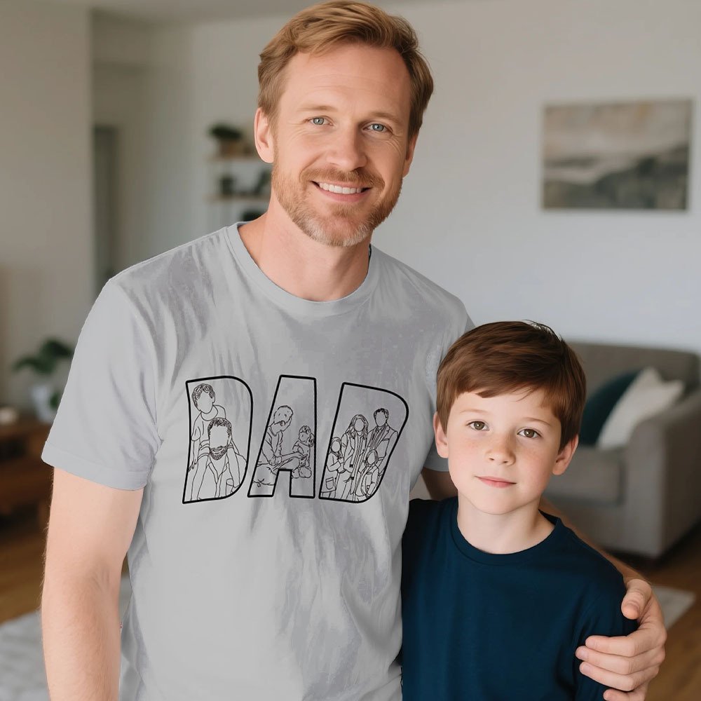 Custom Dad Shirt Portrait From Photo, Personalized Dad Photo Outline Shirt, Custom Photo Shirt For Dad, Father's Day Shirts, Papa Shirt