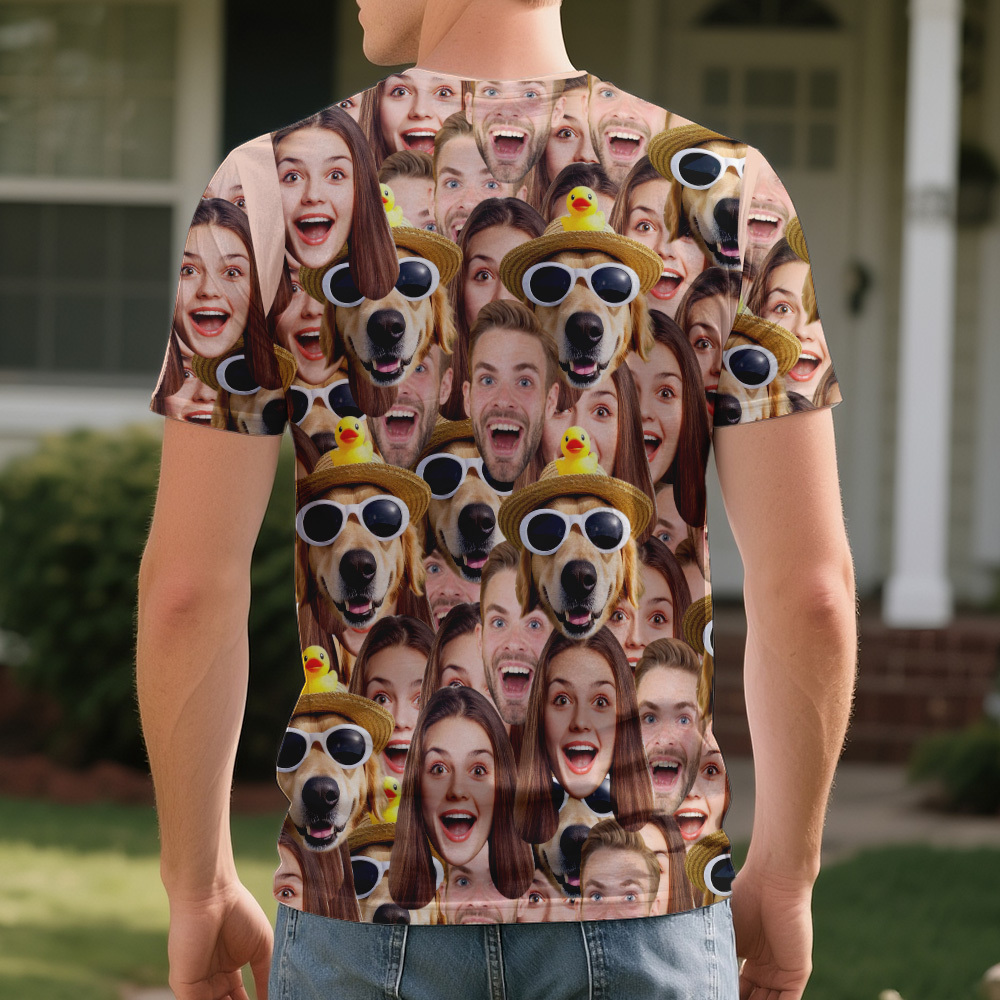 Personalized Face T Shirt for Men, Custom Family Faces Shirts, Personalized Photo Shirts for Men, Father Day Gift, All Over Faces T-Shirt