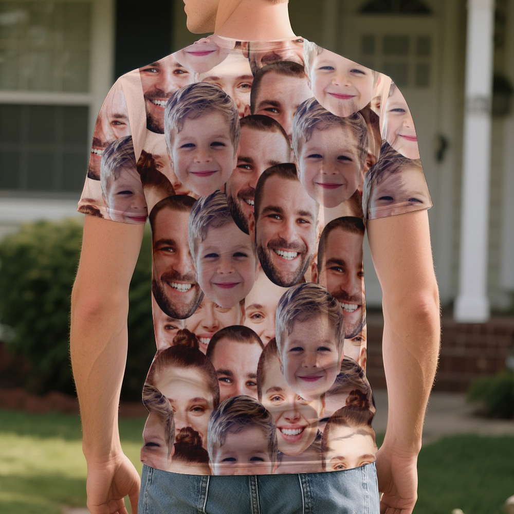 Personalized Face T Shirt for Men, Custom Family Faces Shirts, Personalized Photo Shirts for Men, Father Day Gift, All Over Faces T-Shirt