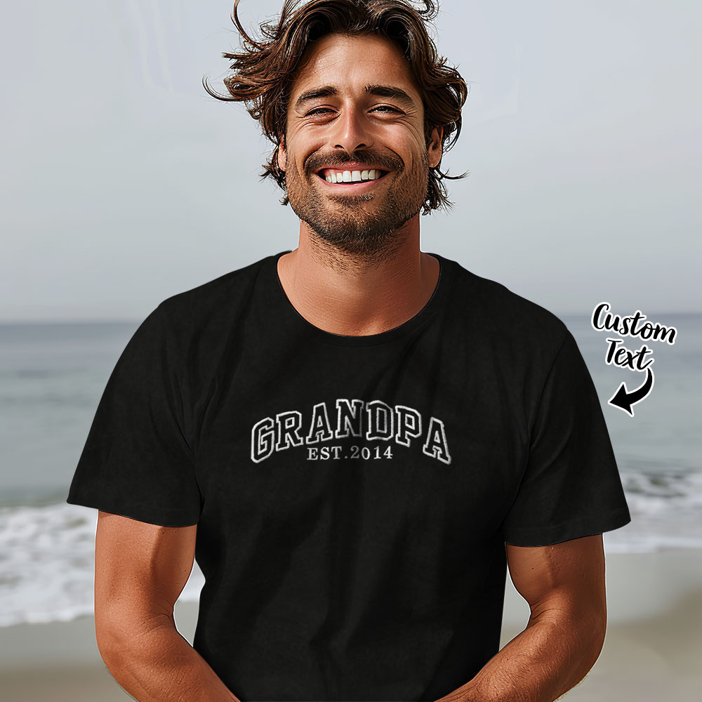 Custom Embroidered Dad T Shirt EST Date Father's Day Gifts