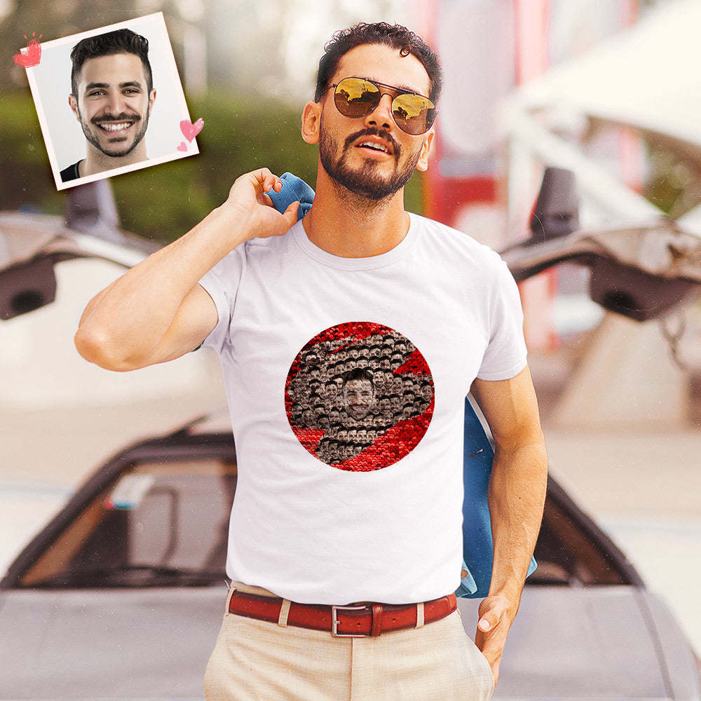 Custom Shirt Personalized Sequin T-Shirt Personalized T-shirt Custom Face Mash Sequin T-Shirt - MyFaceBoxer
