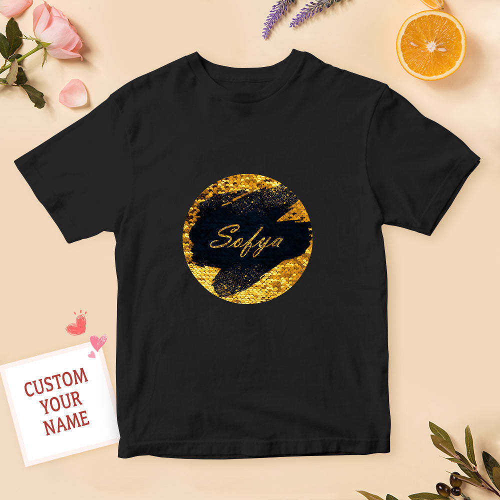 Custom Shirt Personalized Sequin T-shirt Personalized T-shirt Custom Name Sequin T-shirt - MyFaceBoxer