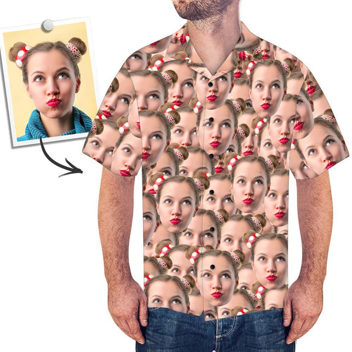 Custom Face Hawaiian Style Face Mash Long Dres And Shirt Family Matching
