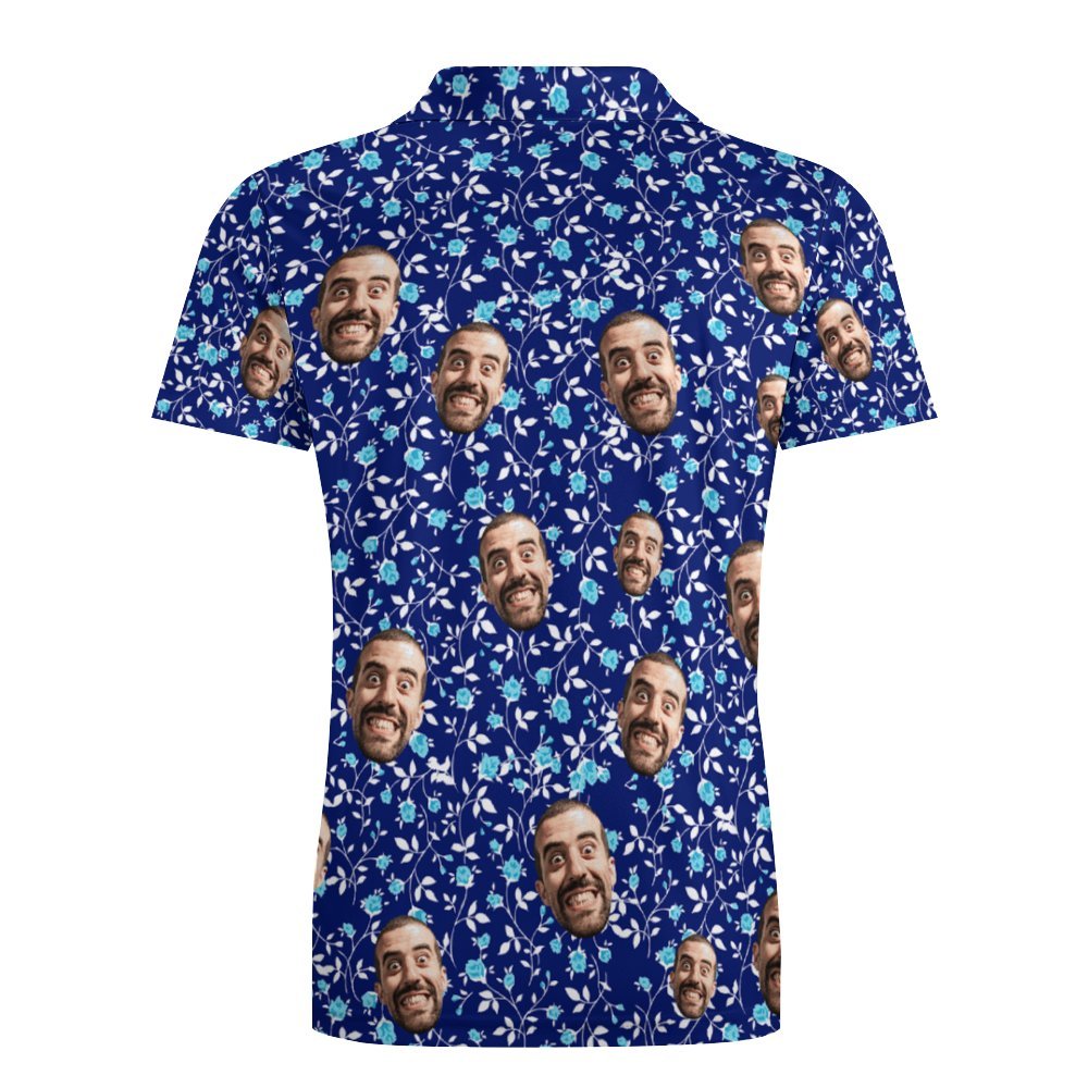 Custom Polo Shirt For Men Flower Power Personalized Hawaiian Golf Shirts - MyFaceBoxer
