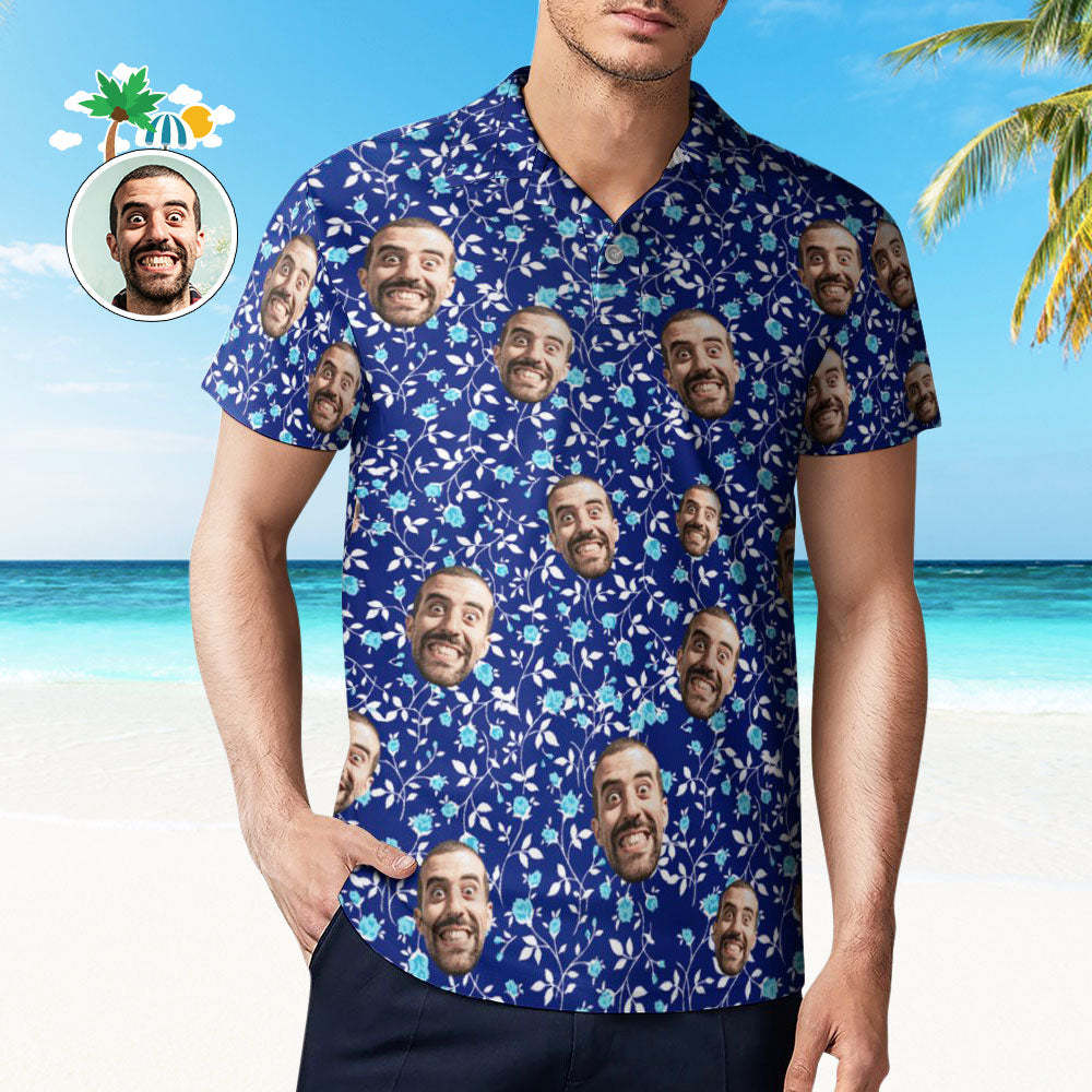 Custom Polo Shirt For Men Flower Power Personalized Hawaiian Golf Shirts - MyFaceBoxer