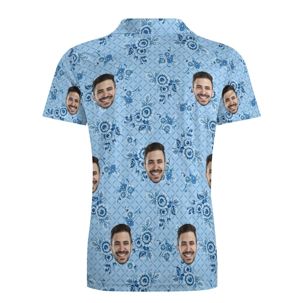Custom Polo Shirt For Men Personalized Blosoms Hawaiian Golf Shirts - MyFaceBoxer