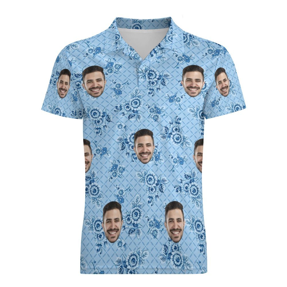 Custom Polo Shirt For Men Personalized Blosoms Hawaiian Golf Shirts - MyFaceBoxer