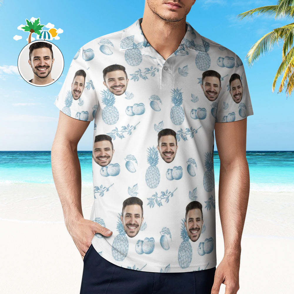 Men's Custom Polo Shirt Fruit Paradise Personalized Hawaiian Golf Shirts - MyFaceBoxer