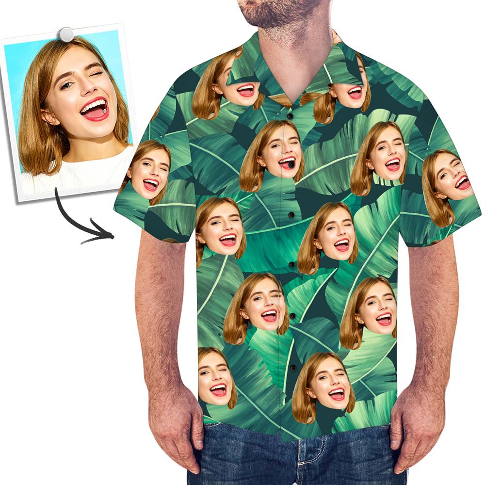 Custom Hawaiian Shirts Men's Hawaiian Shirt Green - MyFaceBoxer