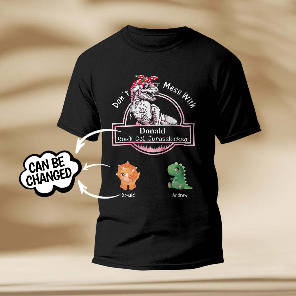 Custom Shirt Personalized Engraved T-Shirt Don't Mes With Mamasaurus Best Gifts for Mom - MyFaceBoxer