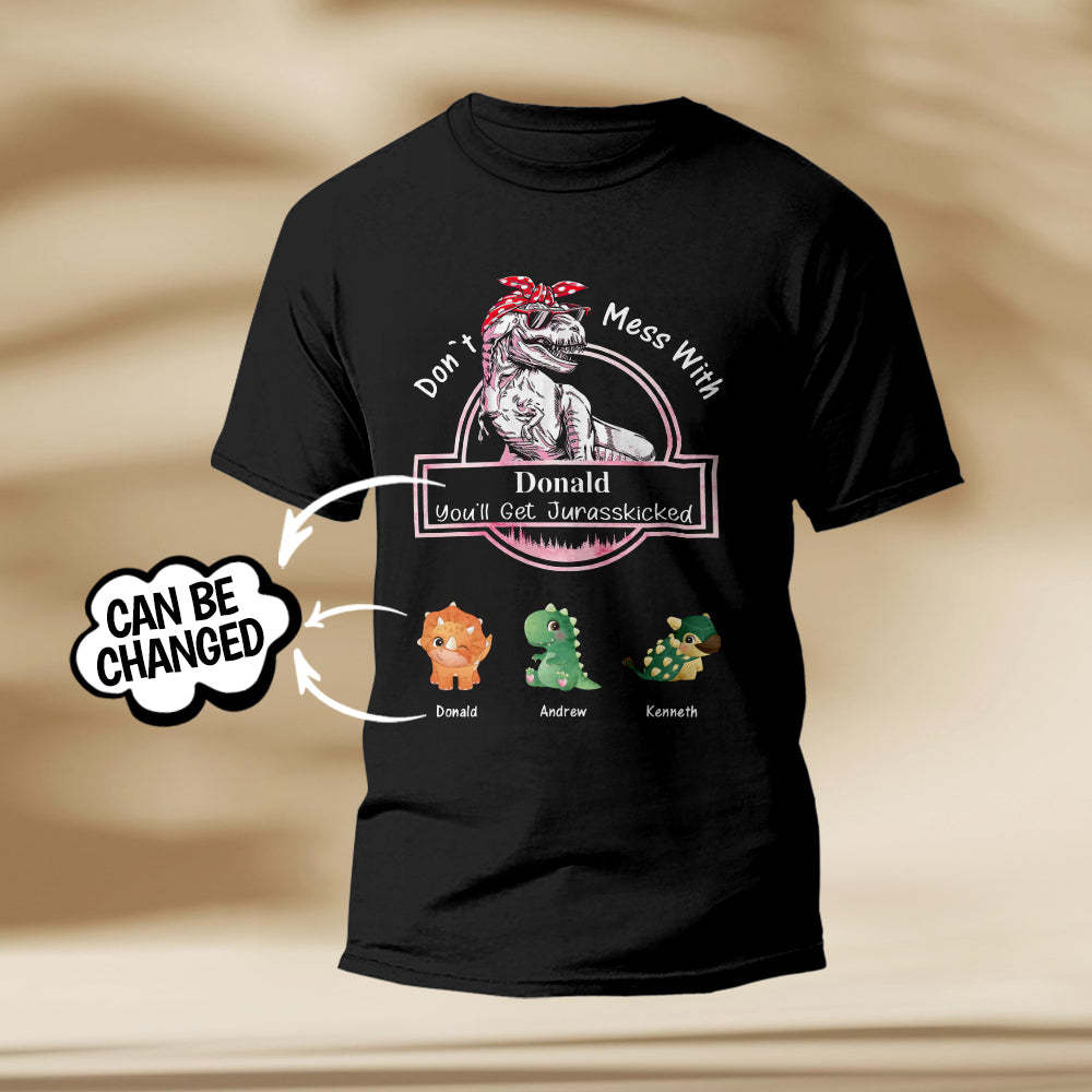 Custom Shirt Personalized Engraved T-Shirt Don't Mes With Mamasaurus Best Gifts for Mom - MyFaceBoxer