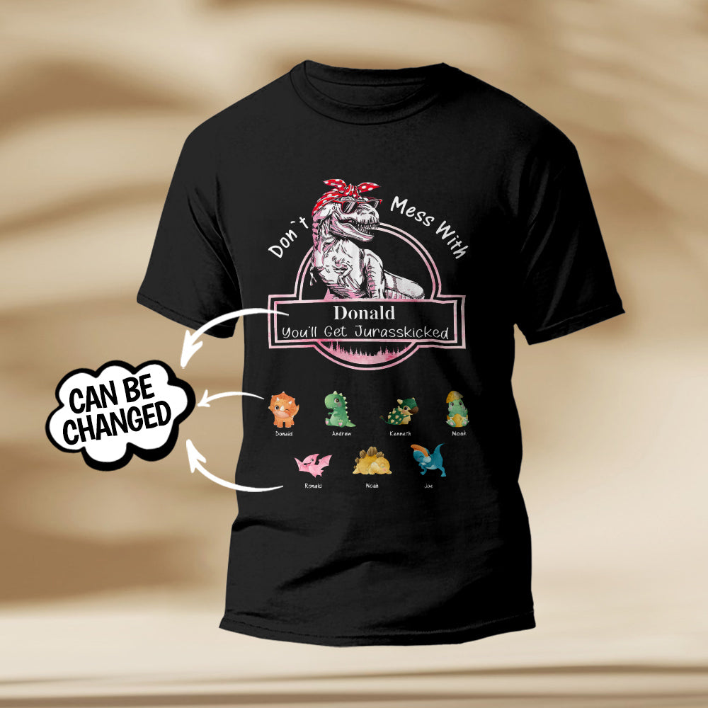 Custom Shirt Personalized Engraved T-Shirt Don't Mes With Mamasaurus Best Gifts for Mom