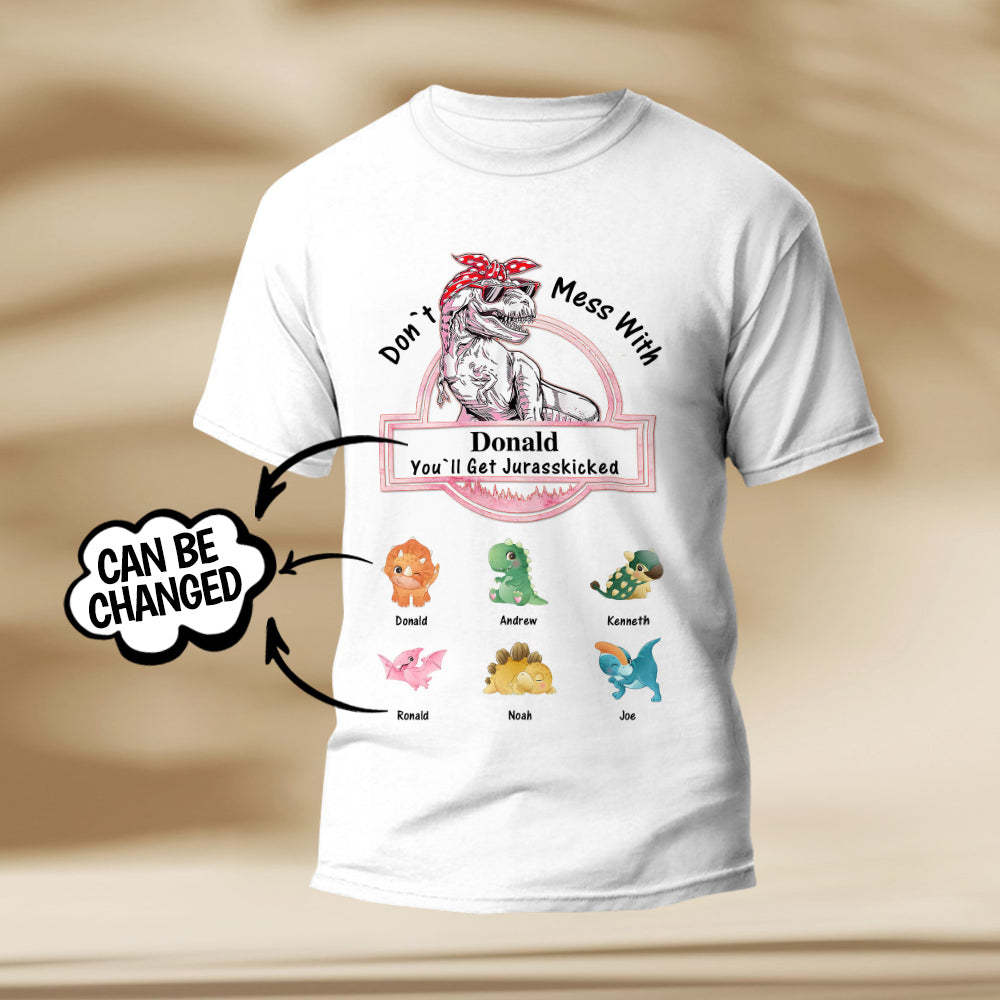 Custom Shirt Personalized Engraved T-Shirt Don't Mes With Mamasaurus Best Gifts for Mom - MyFaceBoxer