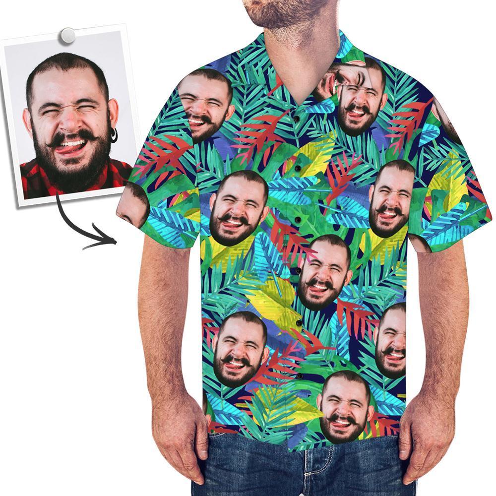 Custom Hawaiian Shirts Men's Hawaiian Shirt Multicolor Leaves - MyFaceBoxer