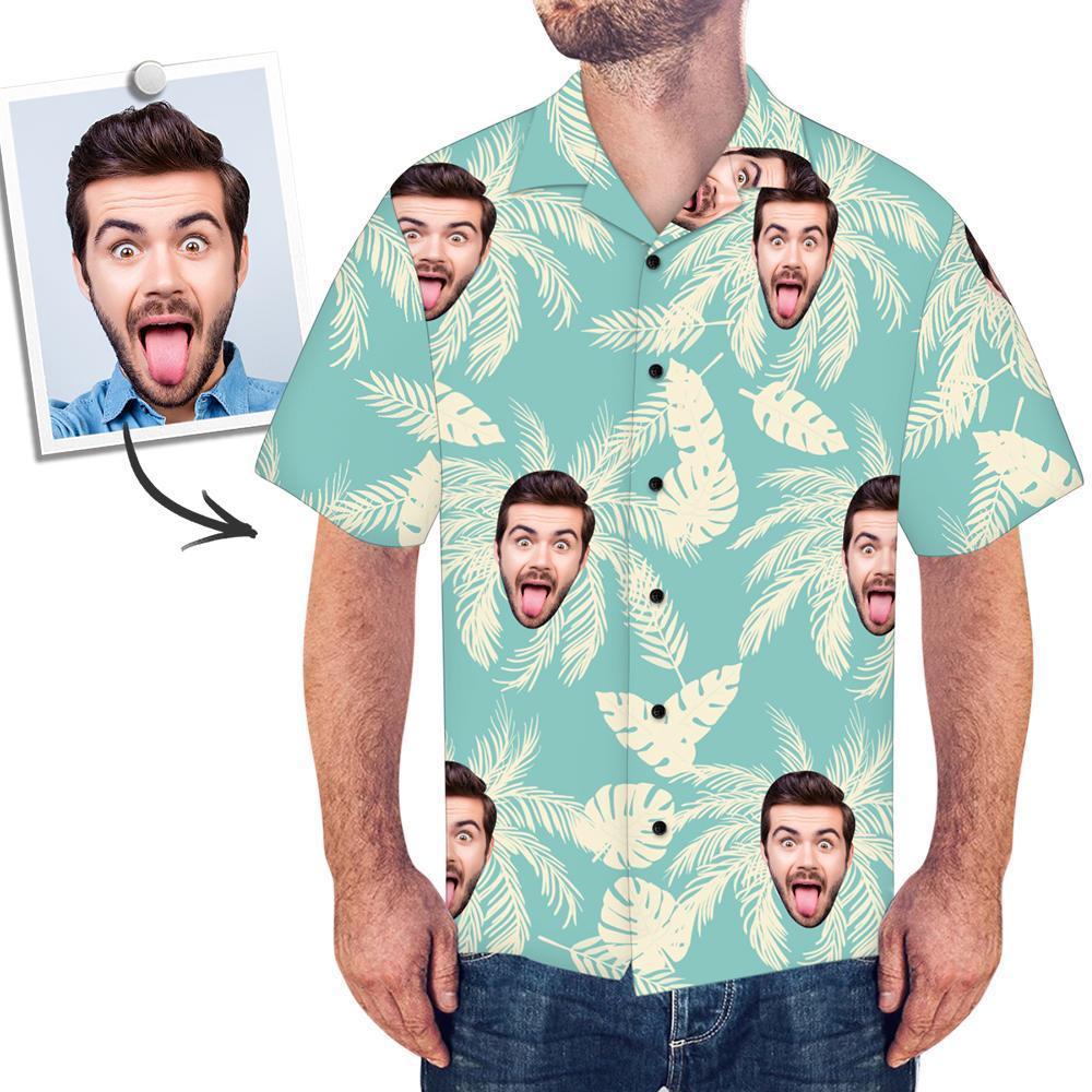 Custom Dog Face Hawaiian Shirt Custom Tropical Shirts Plain Shirts with Pet Face - MyFaceBoxer