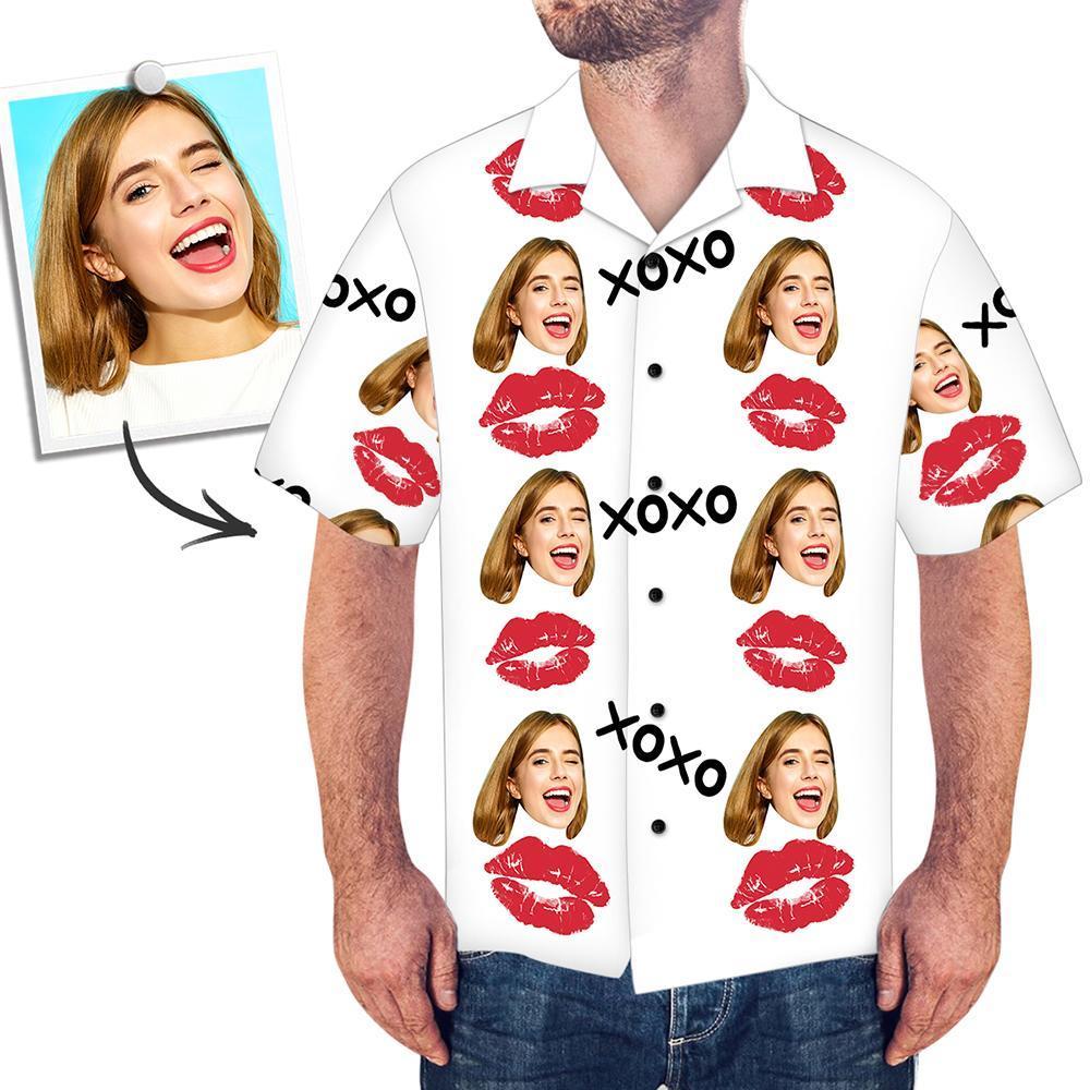 Custom Hawaiian Shirts Men's Hawaiian Shirt Red lips - MyFaceBoxer