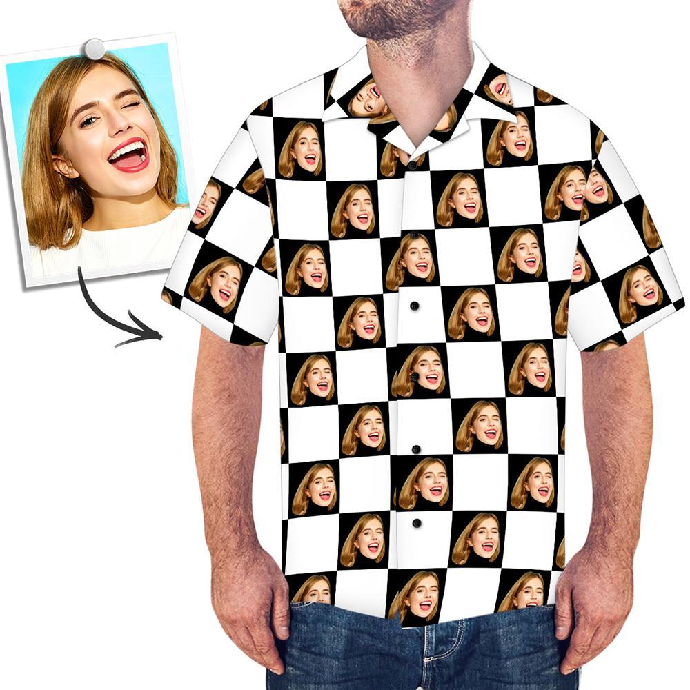 Custom Hawaiian Shirts Men's Hawaiian Square Grid - MyFaceBoxer