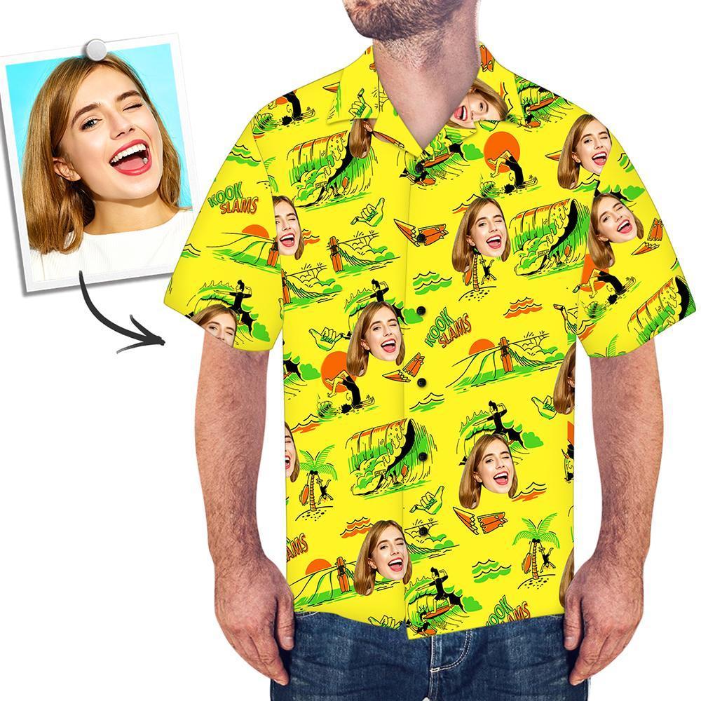 Custom Hawaiian Shirts Men's Hawaiian Surfing - MyFaceBoxer