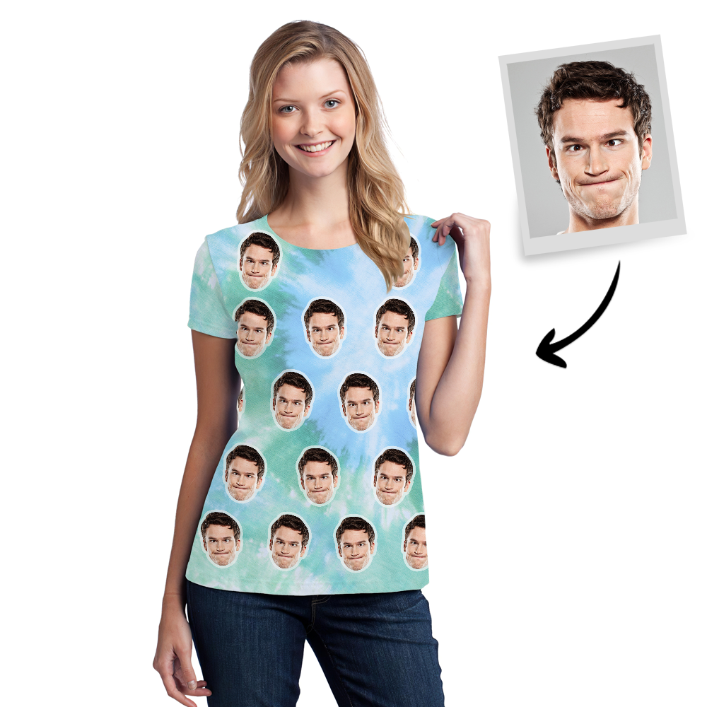 Tie-dye T-shirt Photo T-shirt Rainbow Color - Women's - MyFaceBoxer