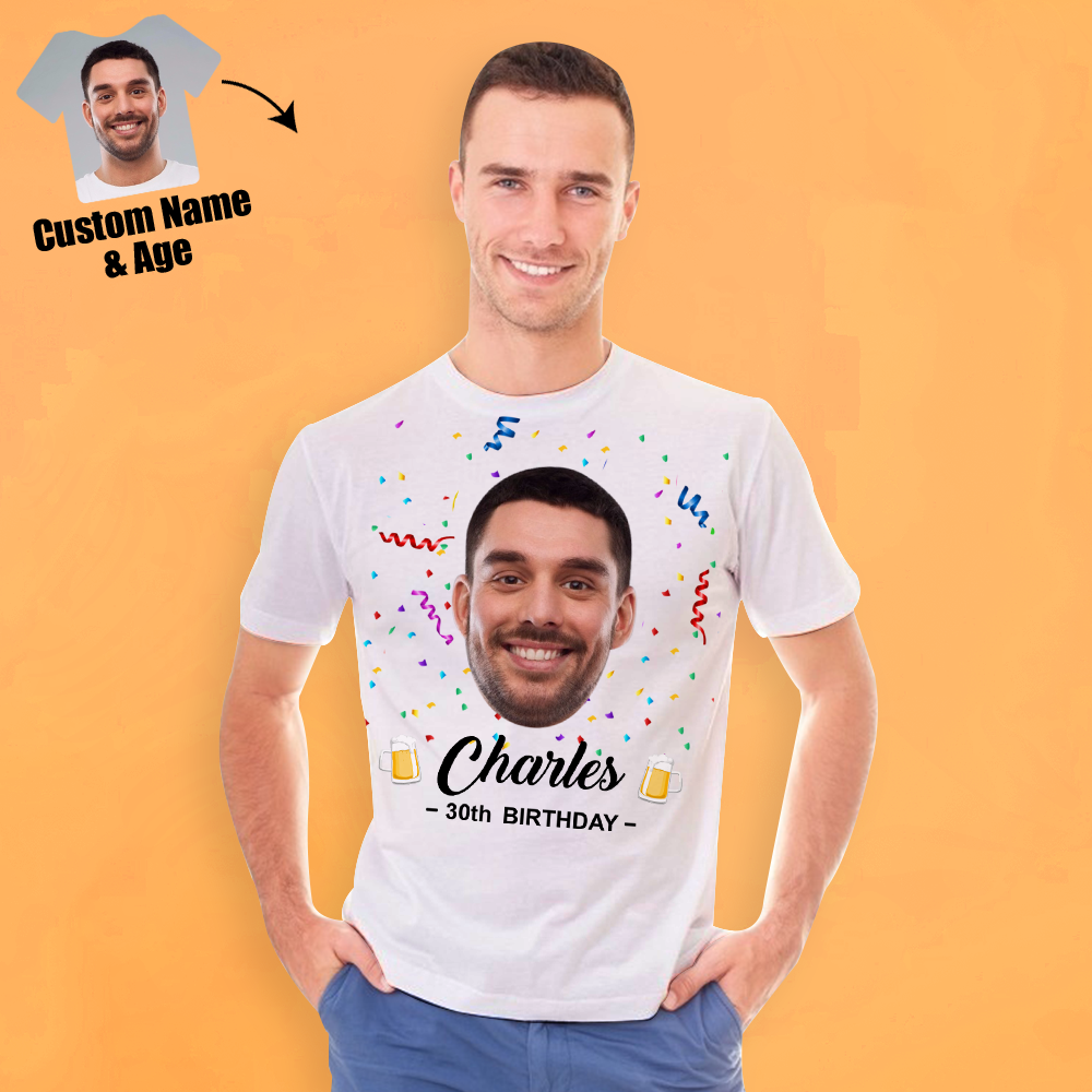Custom Shirt Personalized Face T-shirt Happy Birthday Name And Age Can Be Customized - MyFaceBoxer