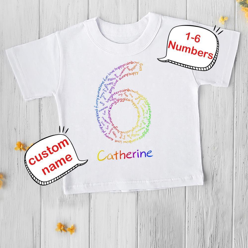 Custom Shirt Personalized Age 1-6 T-Shirt Double/Both side printing White Personalized T-shirt Custom Children Shirt Birthday Gift - MyFaceBoxer