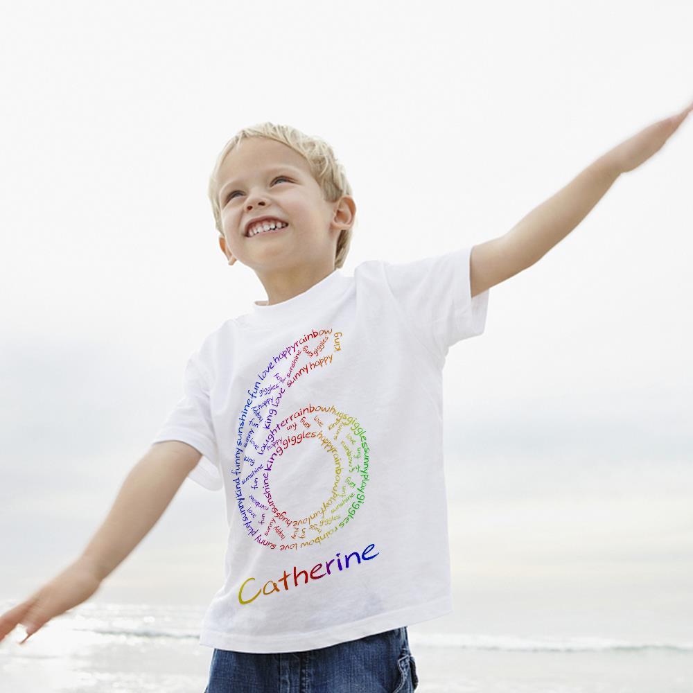 Custom Shirt Personalized Age 1-6 T-Shirt Double/Both side printing White Personalized T-shirt Custom Children Shirt Birthday Gift - MyFaceBoxer