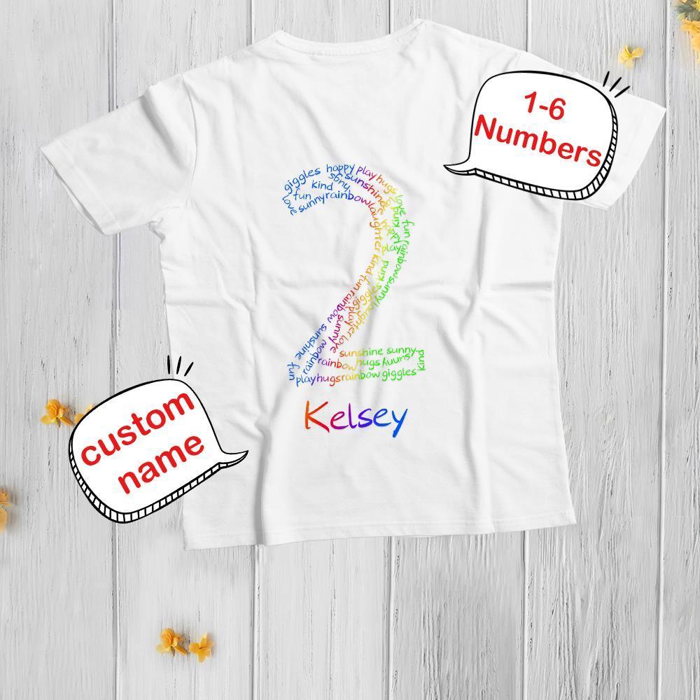 Custom Shirt Personalized Age 1-6 T-Shirt Double/Both side printing White Personalized T-shirt Custom Children Shirt Birthday Gift - MyFaceBoxer