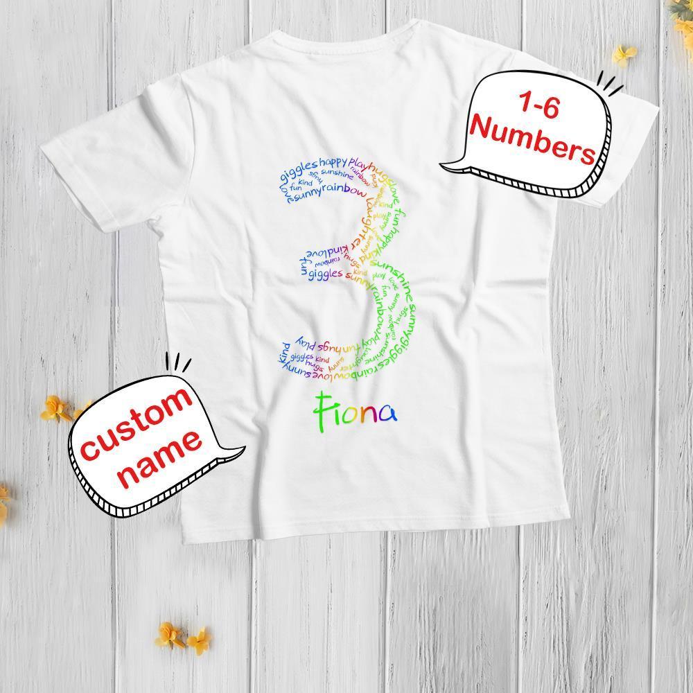 Custom Shirt Personalized Age 1-6 T-Shirt Double/Both side printing White Personalized T-shirt Custom Children Shirt Birthday Gift - MyFaceBoxer