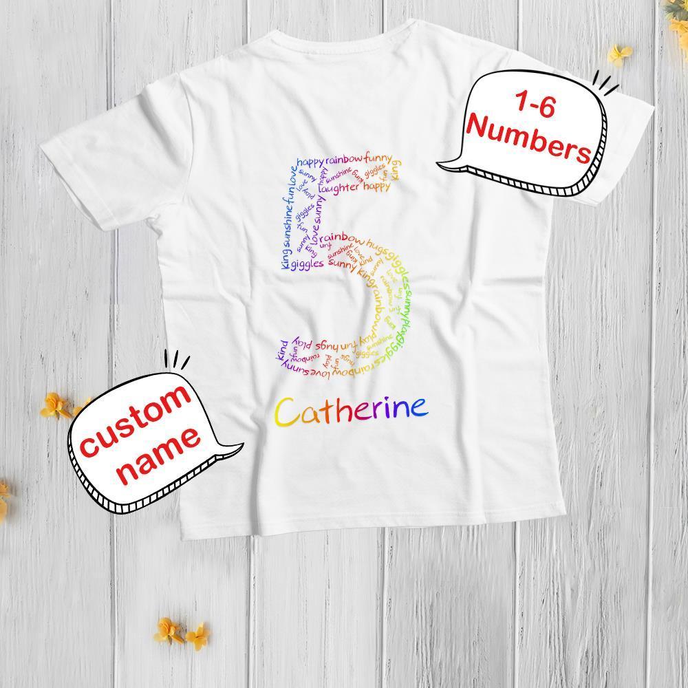 Custom Shirt Personalized Age 1-6 T-Shirt Double/Both side printing White Personalized T-shirt Custom Children Shirt Birthday Gift - MyFaceBoxer