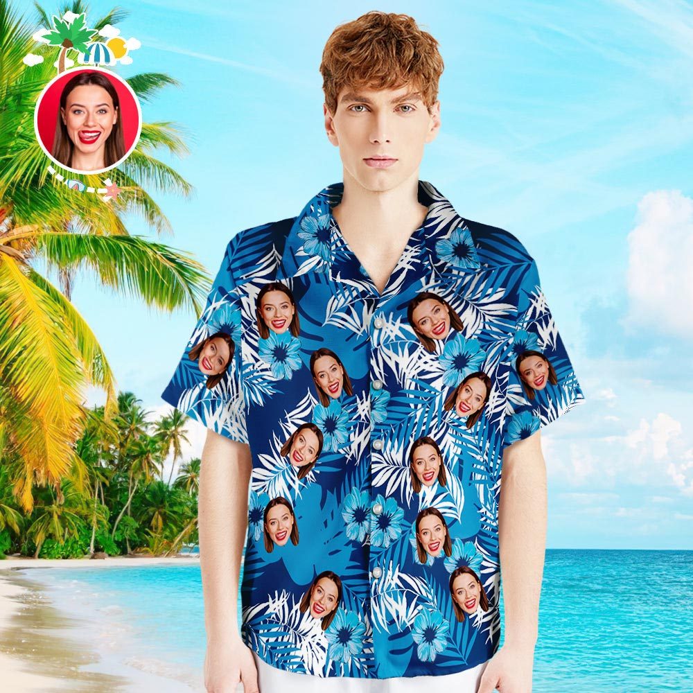 Personalized Face Summer Hawaiian Shirt Custom Men's Hawaiian Shirt a Cool Gift for Him - MyFaceBoxer