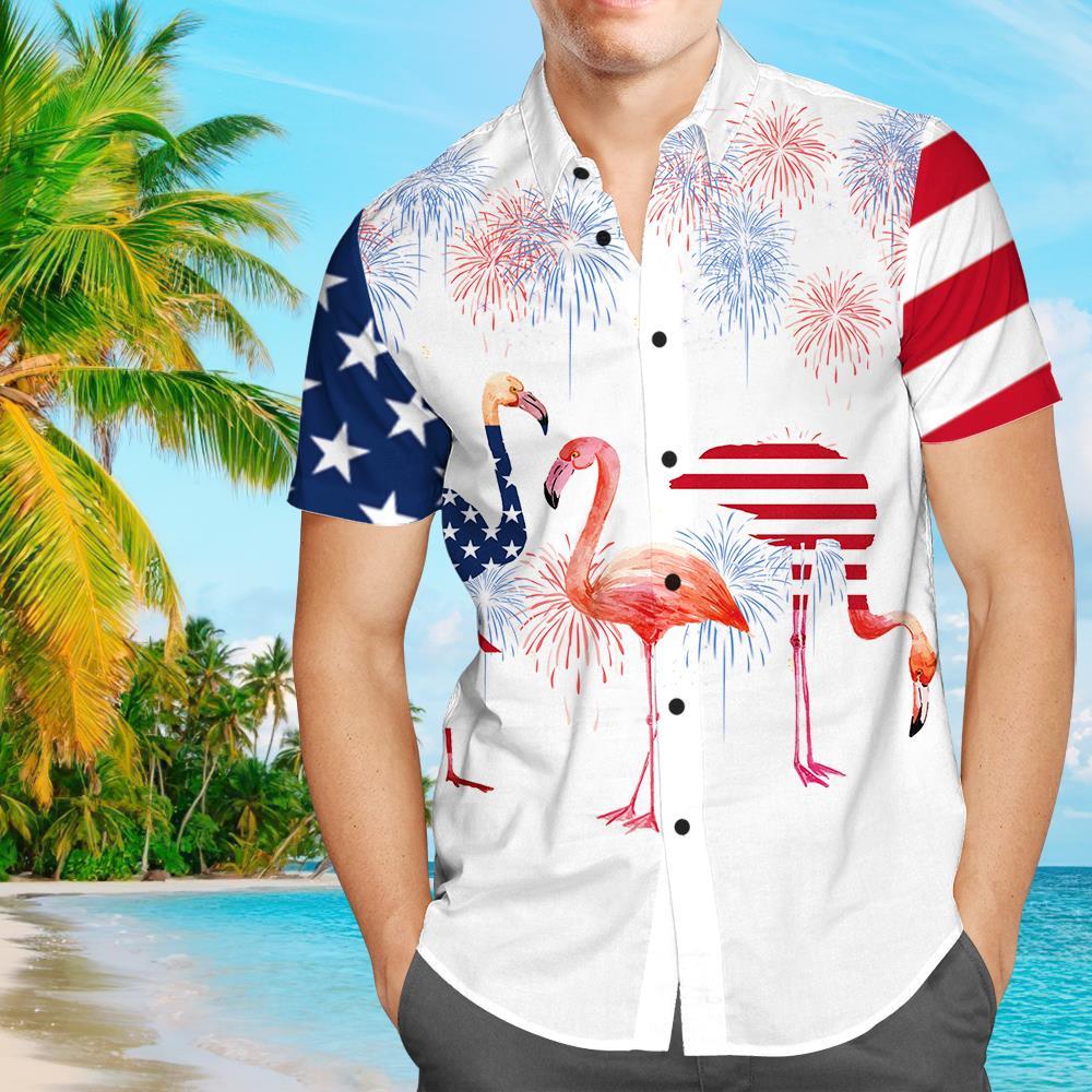 Custom Hawaiian Shirts Personalized Text Men's Hawaiian Shirt Men's Hawaiian Shirt Independence Day - MyFaceBoxer