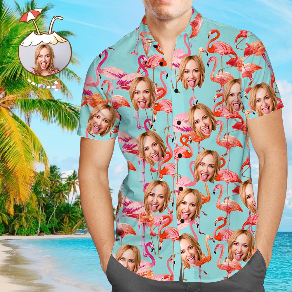 Custom Hawaiian Shirts Personalized Photo Men's Hawaiian Shirt Men's Hawaiian Shirt Flamingo