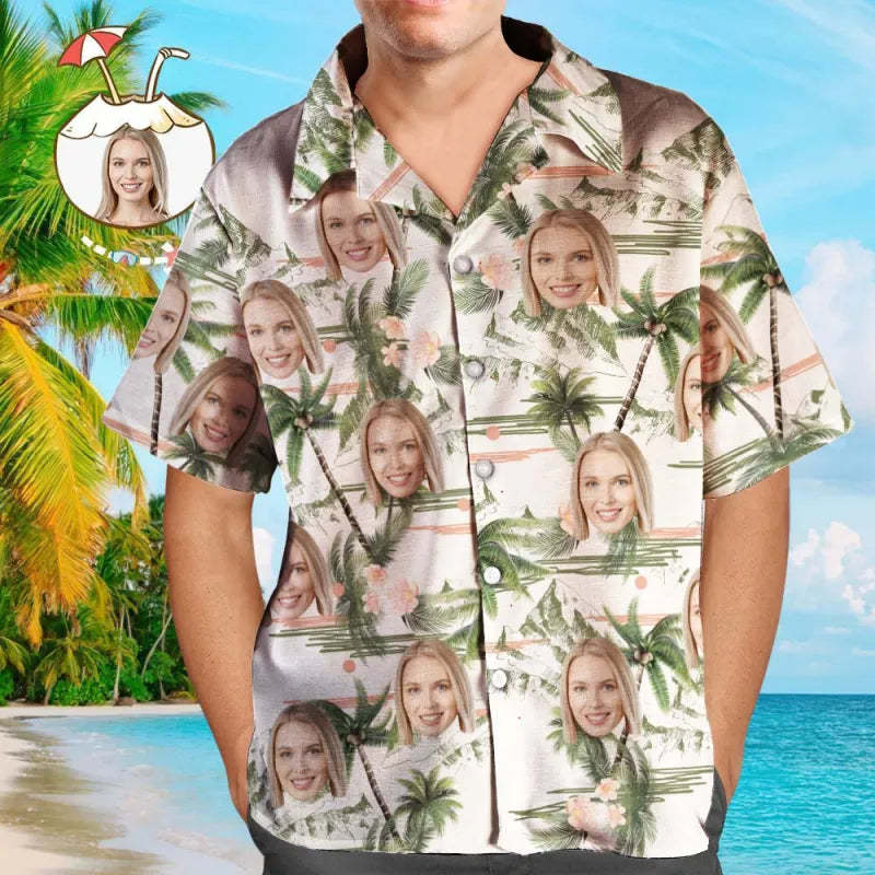 Custom Hawaiian Shirts Personalized Summer Style Hawaiian Shirts for Men 6 Styles - MyFaceBoxer