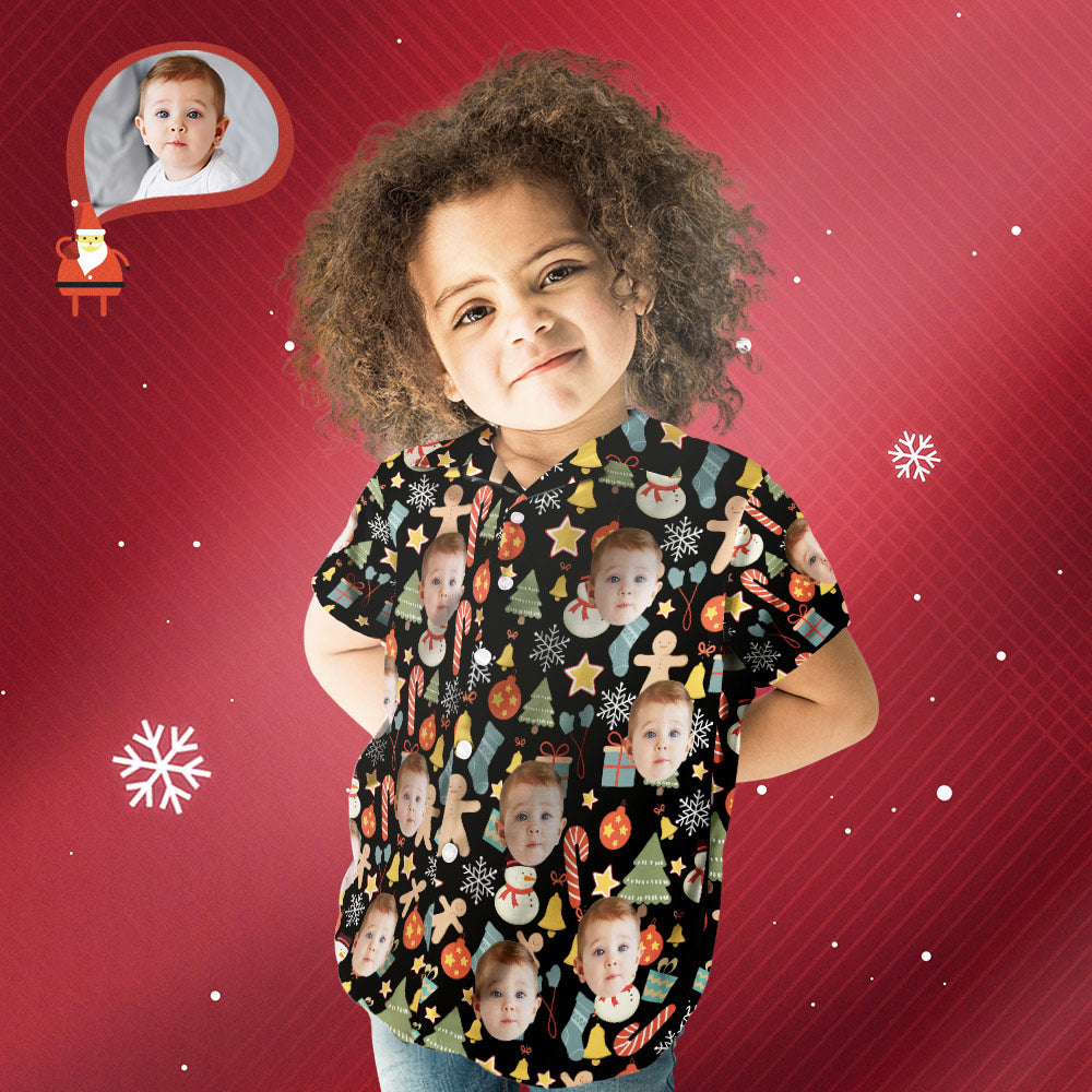 Custom Hawaiian Shirts Personalized Photo Kid's Hawaiian Shirt Christmas Surprise Gift - Merry Christmas - MyFaceBoxer