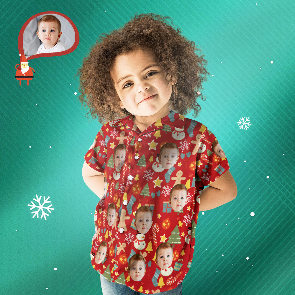 Custom Hawaiian Shirts Personalized Photo Kid's Hawaiian Shirt Christmas Surprise Gift - Merry Christmas - MyFaceBoxer