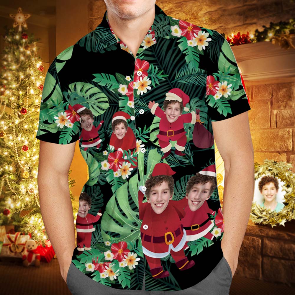 Custom Hawaiian Shirts Personalized Christmas Hawaiian Shirt Stay Cool Santa Claus Holiday Gifts - MyFaceBoxer