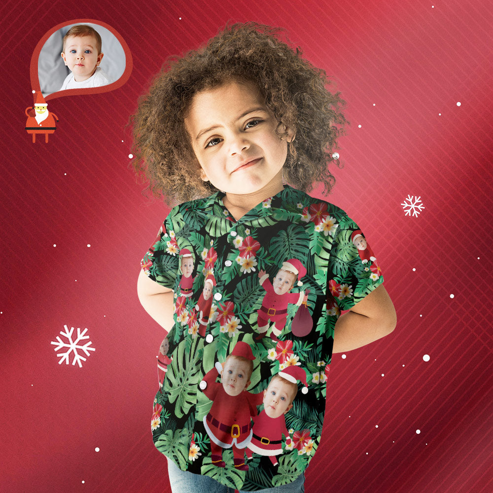Custom Hawaiian Shirts Personalized Kid's Christmas Hawaiian Shirt Stay Cool Santa Claus Holiday Gifts - MyFaceBoxer