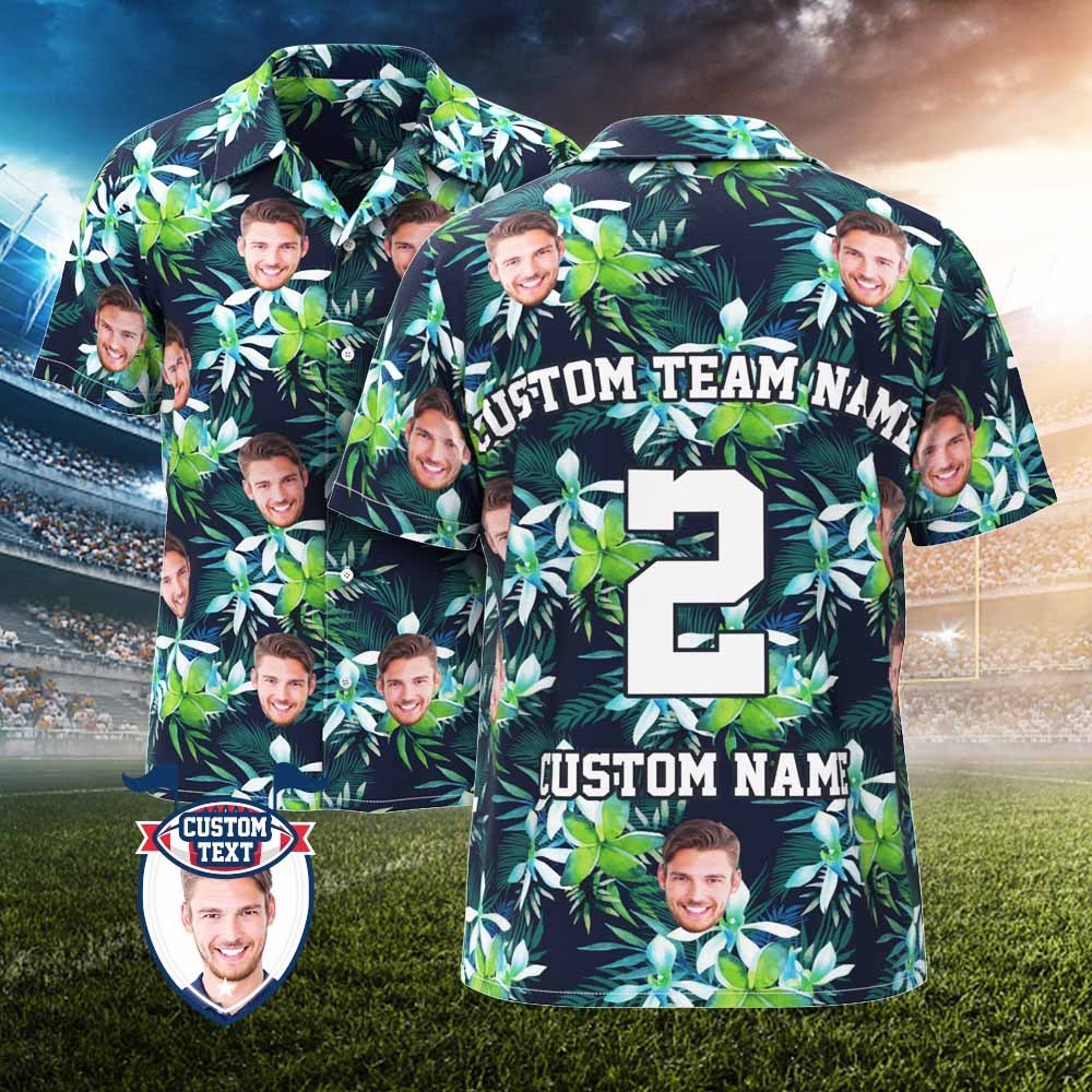 Custom Hawaiian Shirts for Fans Personalized Face and Text Hawaiian Shirt Gift for fans - Leaves & Petal - MyFaceBoxer