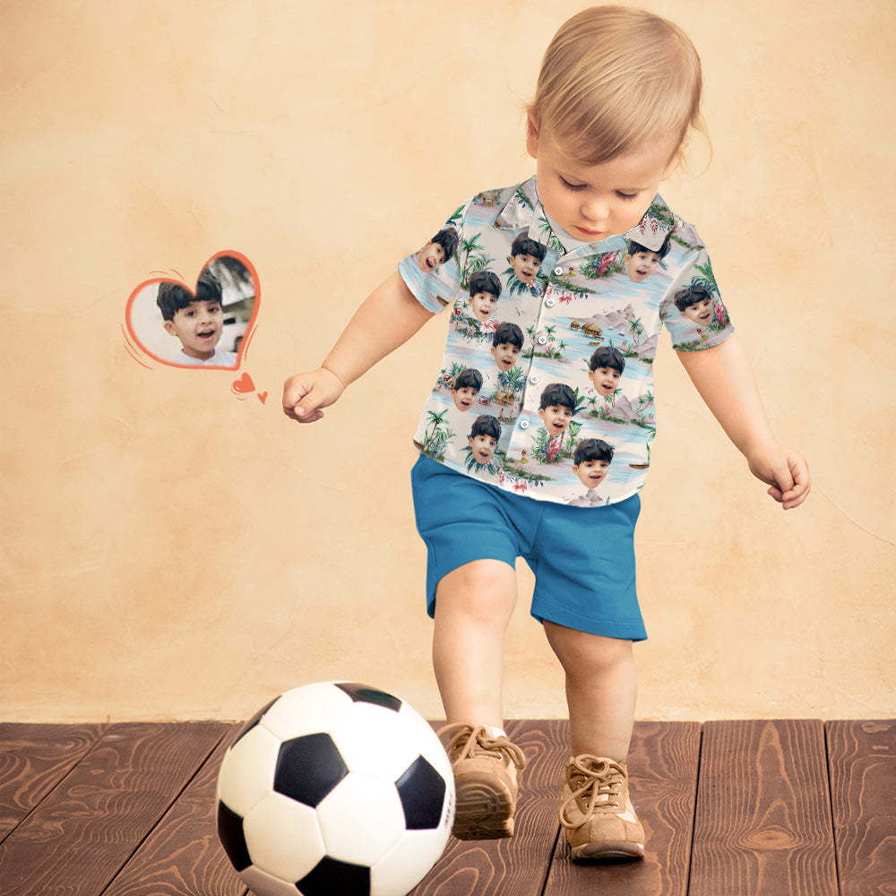 Custom Hawaiian Shirts Kid's Hawaiian Shirt Sea View - MyFaceBoxer